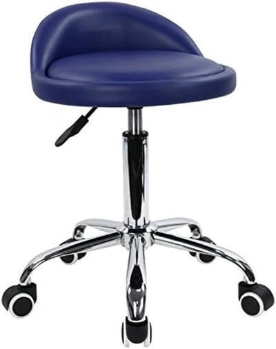 PromoHome Verstelbare Draaibare Kantoorstoel met Rugleuning - Blauwe Kunstleer Zitting - Hoogte Verstelbaar van 46-62 cm - 5 Wielen - Maximale Belasting 135 kg