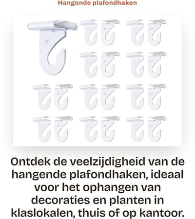Dailygoods- Plafondhaken 20 Stuks - Metalen Plafondhaken - Zelfklevend - Boorvrije Installatie - Duurzaam - Roestbestendig - Ophanghaken