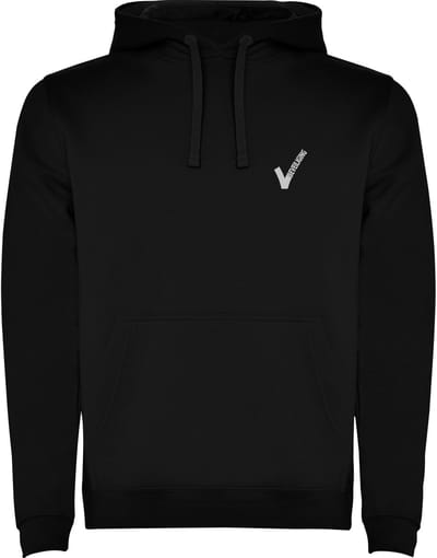 Zwarte hoodie met Beveiliging / Security met als borstlogo het bekende V-tje en als ruglogo SECURITY - voor PROFESSIONALS - Maat M
