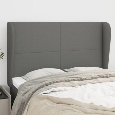 vidaXL - Hoofdbord - met - randen - 147x23x118/128 - cm - stof - donkergrijs