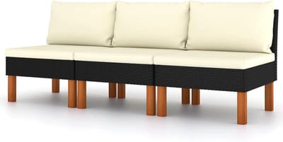 Tuinbank Set - Balkon Bank Lounge - Buiten Ontspannen - Modulair Ontwerp - 60x65x67 cm - Zwart