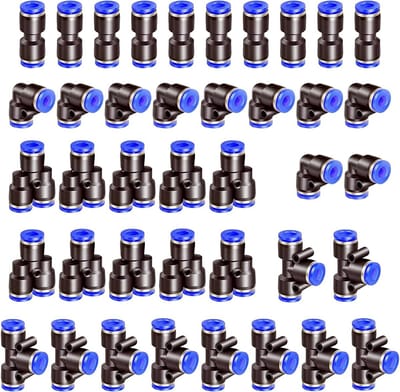 Pneumatische Koppelingen - Luchtleiding Fittingen - Perslucht Aansluiten - Eenvoudige Push-in - 40 Stuks 8 mm - Blauw Zwart