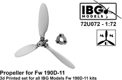 IBG Models Modelbouwpakket Auto - 72U072 3D-geprinte Propeller voor Fw 190D-11 Resin onderdeel - 1:72 - Modelbouw