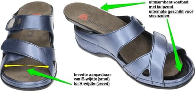 Berkemann -Dames - blauw - slippers & muiltjes - maat 41.5