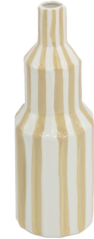HomeBound by KY | Aardewerk vaas stripe drab | bloemenvaas gestreept
