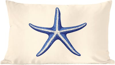 Sierkussens - Kussentjes Woonkamer - 60x40 cm - Blauwe zeester - Minimalistisch - Beige