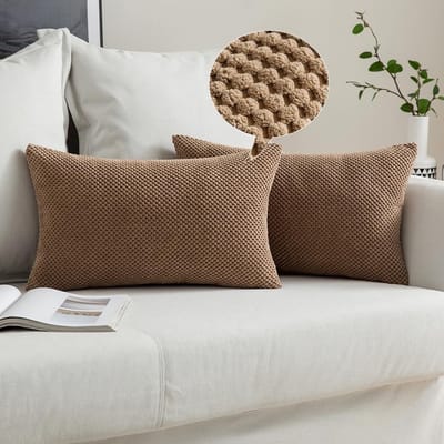 Decoratieve kussenhoezen met korrelpatroon, sofakussen, zachte kussenovertrekken voor bank, woonkamer, slaapkamer, set van 2 stuks, 30 x 50 cm, bruin