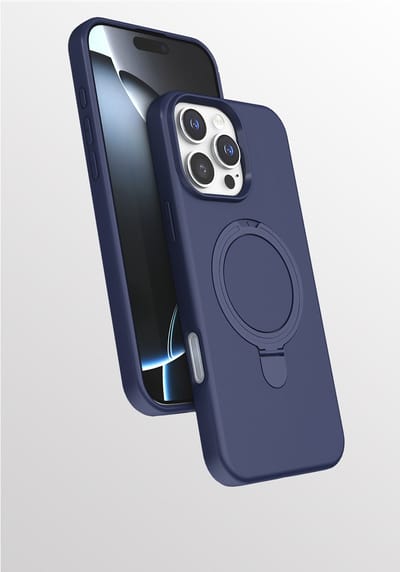 Hoesje Geschikt voor iPhone 16 Pro hoesje zacht siliconen Navy - Liquid Backcover ring hoesje Geschikt voor Magsafe