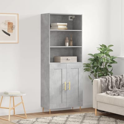vidaXL - Hoge - kast - 69,5x34x180 - cm - bewerkt - hout - betongrijs