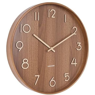 Karlsson Wandklok Pure - Donker lindehout - Medium - Ø40cm - Scandinavisch