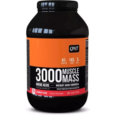 QNT - Weight gainer: Muscle Mass 3000 Aardbei (1,3kg)