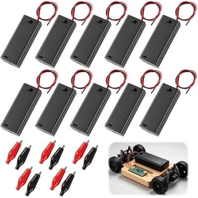 Batterijhouders - AA Houder - Elektronica Projecten - Met Schakelaar - 10 Stuks - Zwart