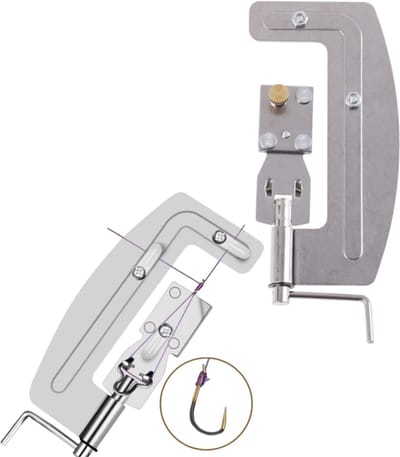 1 stuk - Roestvrijstalen vishaakknoper - Knoopgereedschap uit één stuk, handig en gemakkelijk te gebruiken - Vislijnknoper - Visaccessoire - 10,3*5 cm - Vishaakknoop- en knoopgereedschap voor dagelijks vissen - Zilver