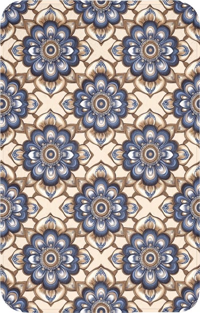 WC mat 50x80 cm - Antislip - Floraal - Ornament - Blauw - Toiletmat - Vloermat - Douchemat - Toilet tapijt - Toiletmatten
