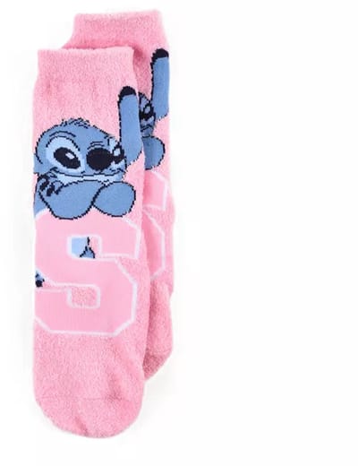 Disney Stitch Huissokken – Fluffy Terry – Antislip Kinder Sokken – Lichtroze – Maat 23/26