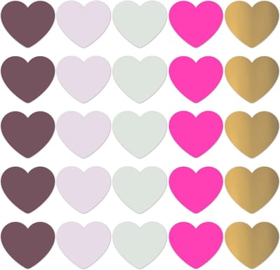 25 x Hartjes Stickers Multicolor - Goud Roze Paars Groen - Sluitstickers Cadeau Enveloppe Valentijnsdag - 5 cm