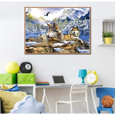 Diamant schilderij borduurwerk sneeuwwolf handwerk cadeau volledige diamant mozaïek kruissteek 20X30CM gray