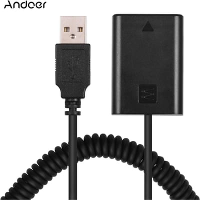5V USB NP-FW50 Dummy Batterijpakket Koppelaar Adapter met Flexibele Veerkabel Compatibel met zwart