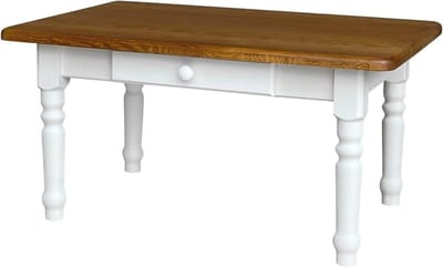 k koma Salontafel koffietafel restaurant grenen tafel massief wit fabrikant landhuisstijl NIEUW - eiken met lade (70 x 90 cm)