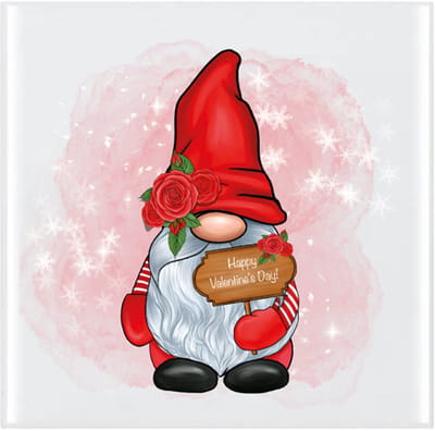 Tegeltje - Love Gnome - Valentine - 10x10cm - inclusief houten standaard