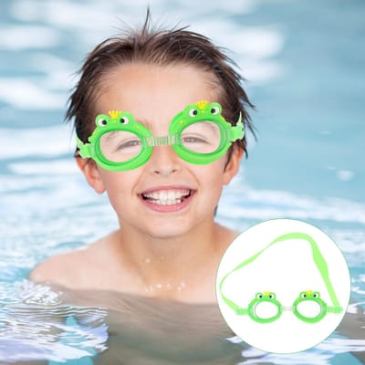 Lunettes de natation pour enfants Design dessin animé Silicone Anti-buée Imperméable Lunettes de natation pour enfants Bleu Marine Couleur vive Conception légère Utilisation quotidienne pratique vert