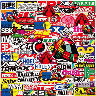 10/50/100/200 stuks Coole Raceauto JDM Graffiti Stickers Waterdicht DIY Skateboard Telefoon Helm Motorfiets Cartoon Decal Speelgoed red