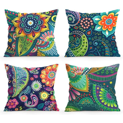 Kleurrijke Paisley Bloemen Kussensloop Gedrukt Polyester 45x45cm Sierkussenhoes Decoratief Bankkussen Kussensloop Woondecoratie 45x45cm