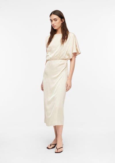 Kanten midi jurk met knoop voor vrouwen COMMA