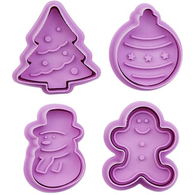 4 Stuks Thanksgiving Kerst Bakvorm Koekjesstempel 3D Koekjes Uitsteker DIY Bakvorm pink
