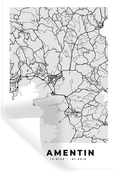 Muurstickers - Sticker Folie - Plattegrond – Le Lamentin – Stadskaart – Kaart – Frankrijk - 20x30 cm - Plakfolie - Muurstickers Kinderkamer - Zelfklevend Behang - Zelfklevend behangpapier - Stickerfolie