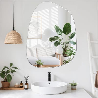 Asymmetrische Decoratieve Wandspiegel 60 x 45 cm - Moderne Glazen Spiegel voor Badkamer, Woonkamer en Hal