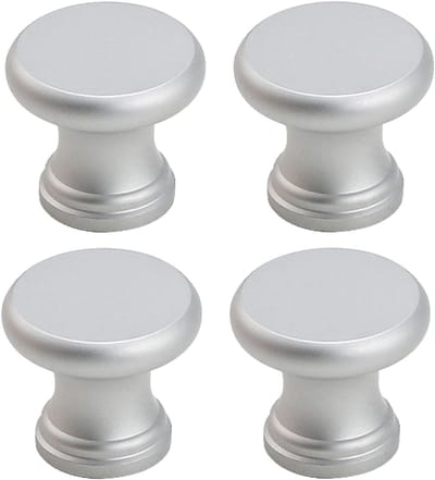 Moderne Ronde Ladeknoppen van Mat Aluminium voor Keuken, Badkamer en Meubelrenovatie - 4 Stuks Inclusief Schroeven