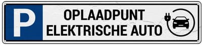 Parkeerbord oplaadpunt elektrische auto - met 4 boorgaten | Sign Again materiaal | 52 x 11 cm