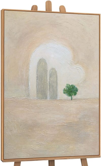 Canvas schilderij 120x80 cm handgeschilderd groene accent – YS-Art Gallery – Lijst: Hout – Luxe wanddecoratie