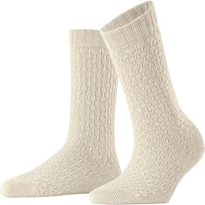 Burlington Orkney eenkleurig katoen wol sokken dames beige - maat 36-41