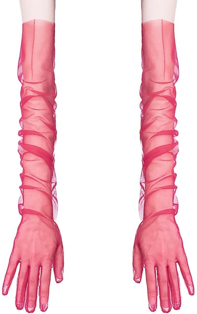 NTH products- Bruidshandschoenen Lange Tule - Mesh Handschoenen - Zwart/Wijnrood - Ademend - Comfortabel - Geschikt voor Bruiloft