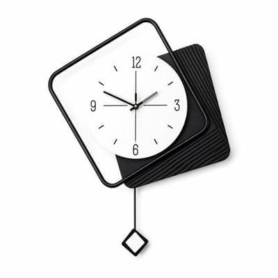Luxaliving - Wandklok Modern Zwart/Wit 40x45 cm – Stil Uurwerk – Design Klok met Pendel – Industrieel