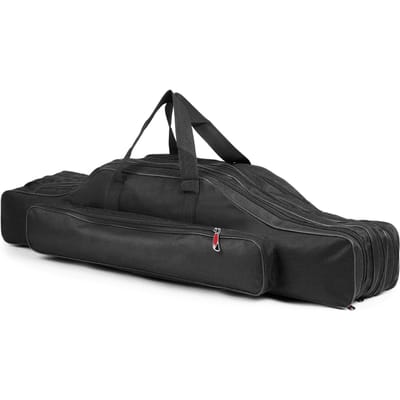 Sac de canne à pêche à 3 couches, étui de transport de canne pliante Portable, sac de rangement de matériel de moulinet de pêche 90cm noir