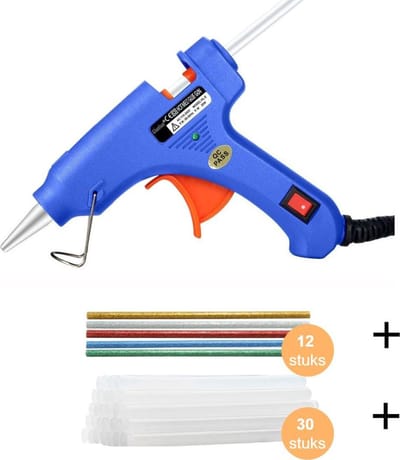 CoolGoods® - Professioneel Lijmpistool met 30x Lijmsticks en 20x gekleurde Lijmsticks - Glue Gun - Hobby/Knutselen/Klussen - 20W - Inclusief Lijmpatroon 7.2 mm Ø x 100 mm - Blauw