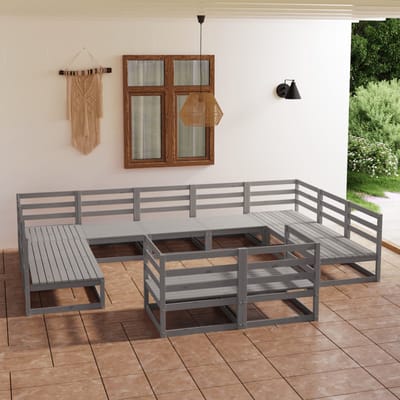 vidaXL - 11-delige - Loungeset - massief - grenenhout