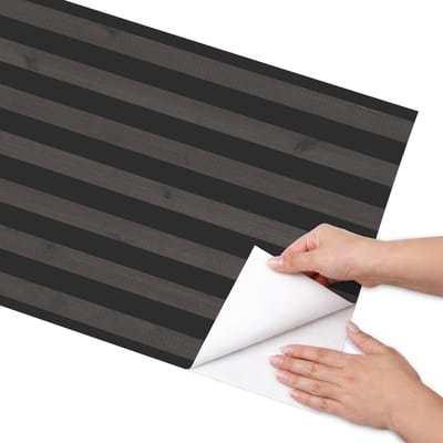 Coloray Meubel Wrap Folie - Zwart Meubelfolie - 50x100 cm - Meubel Wrap Folie Zwarte banden - Plakfolie Meubels - Minimalist Meubelfolie - Decoratiefolie Zelfklevend - Slaapkamer decoratie - Achtergronden en patronen