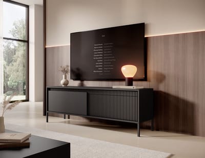 Meubella - TV-Meubel Saran - Mat zwart - 153 cm