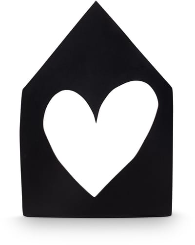 vtwonen - Wanddecoratie Huisje Zwart 41,5 cm – Houten Muurdecoratie met Hartje – Woonkamer & Fotowand Decoratie