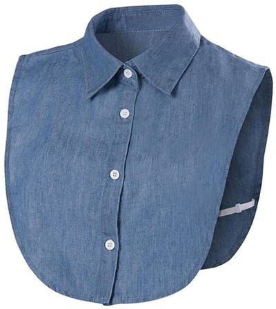 Blousekraag los - Losse kraag - Blouse bovenkant - Nep blouse - Verstelbaar - Fake collar - Shirt collar - Kraagje inzetstuk - Nepkraag - One size - Donkerblauw - Jonyx