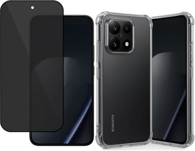 TechNow Hoesje + Privé Screenprotector geschikt voor Xiaomi 15T Hoesje Screenprotector - Privacy Tempered Glass - Case Transparant
