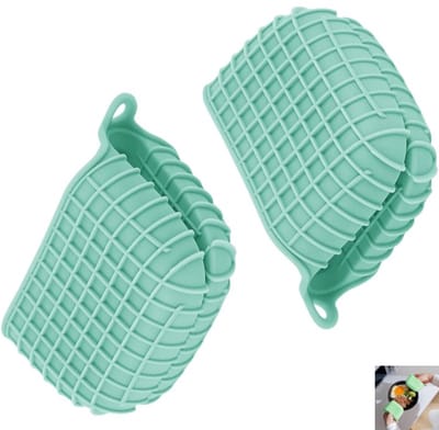 1 paar - siliconen pannenlap voor de keuken - siliconen ovenwanten - mini ovenwanten - rubberen ovenwant - voor koken en bakken in de keuken - groen - 11×8×4.5cm