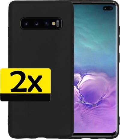 Hoesje - 2 Stuks - Geschikt voor Samsung Galaxy S10 - Sterk & Shockproof - Case Siliconen - Back Cover - Telefoon Hoes - Telefoonhoesjes - Zwart