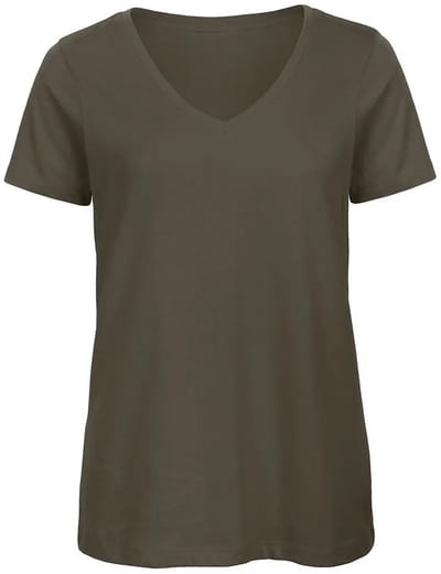 Dames-T-shirt met V-hals B&C Organic Inspire
