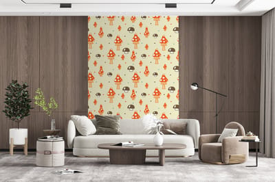 Behang - Fotobehang Patronen - Paddestoel - Oranje - Breedte 200 cm x hoogte 300 cm