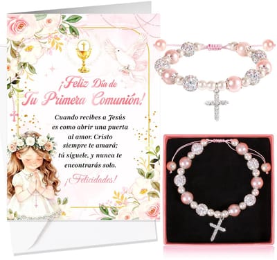 Dailygoods- Communiekaart voor meisjes - Wenskaart - Eerste Communie - Geschenken - Verjaardagswenskaarten - Wenskaarten set - Antislip afwerking